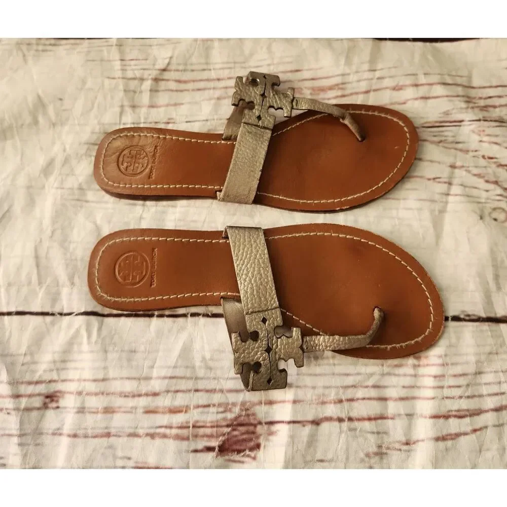 Tory‎ Burch Moore Leather Thong Sandals Size 10
